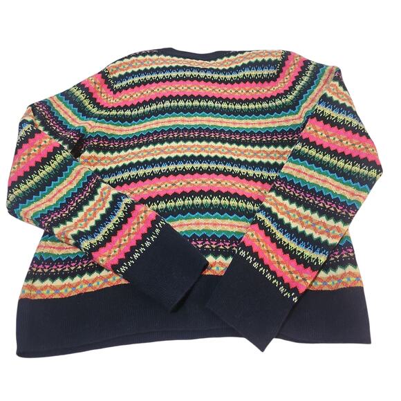 Gap Cashsoft Crewneck Sweater Fair Isle Womens Medium Tall Navy Pink - Picture 9 of 9